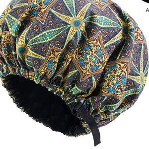 NWT  XL  African Pattern Print Adjustable Sleep Bonnet